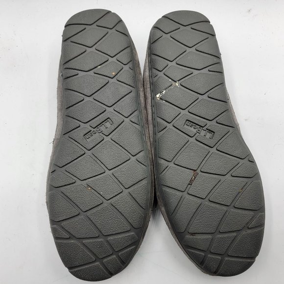 LL Bean Wicked Good Moccasin Mens 11M Slippers Grey Suede Shearling Lined 264593 main image 6